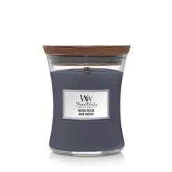 BOUGIE WOODWICK DAIM INDIGO MOYENNE JARRE