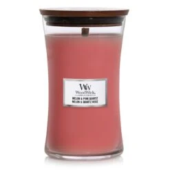 BOUGIE WOODWICK MELON ET QUARTZ ROSE GRANDE JARRE