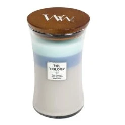 BOUGIE WOODWICK TRILOGY PLAID ENVELOPPANT GRANDE JARRE