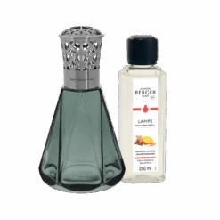 COFFRET LAMPE BERGER PYRAMIDE VERT ANTIQUE ET SA FRAGRANCE ORANGE DE CANNELLE